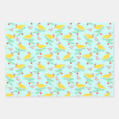 Christmas Singing Canary Pattern ラッピングペーパーシート (正面3)