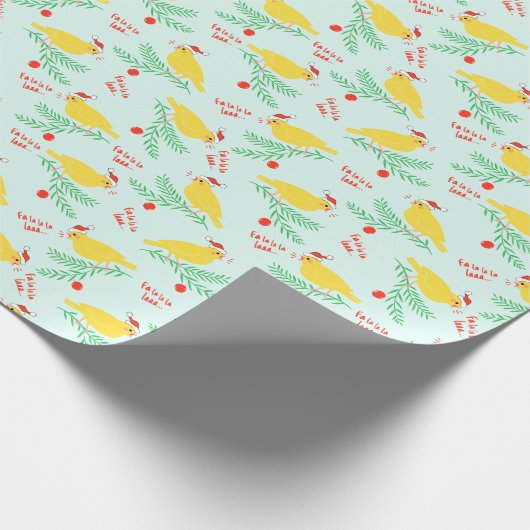 Christmas Singing Canary Pattern ラッピングペーパー (角)