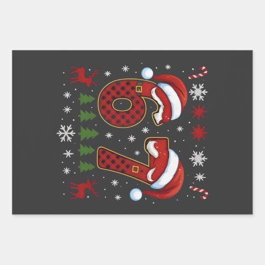 Christmas Six Seven 67 Santa Xmas Gen Alpha ラッピングペーパーシート (正面)