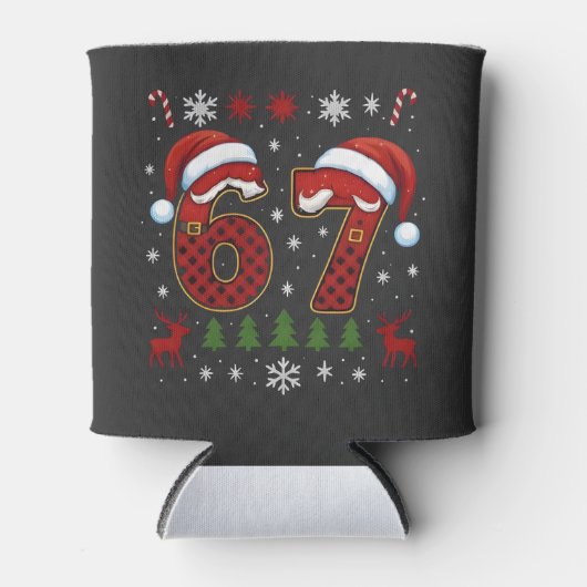 Christmas Six Seven 67 Santa Xmas Gen Alpha 缶クーラー (正面)