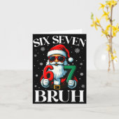 Christmas Six Seven Bruh Meme 6 7 Slang Cool Santa カード (黄色い花)