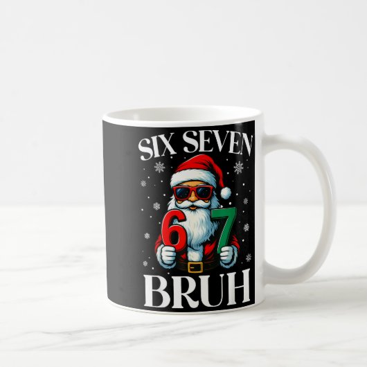 Christmas Six Seven Bruh Meme 6 7 Slang Cool Santa コーヒーマグカップ (右)
