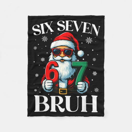 Christmas Six Seven Bruh Meme 6 7 Slang Cool Santa フリースブランケット (正面)