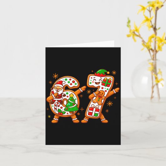 Christmas Six Seven Dabbing Cool Meme 67 Xmas Dab  カード (黄色い花)