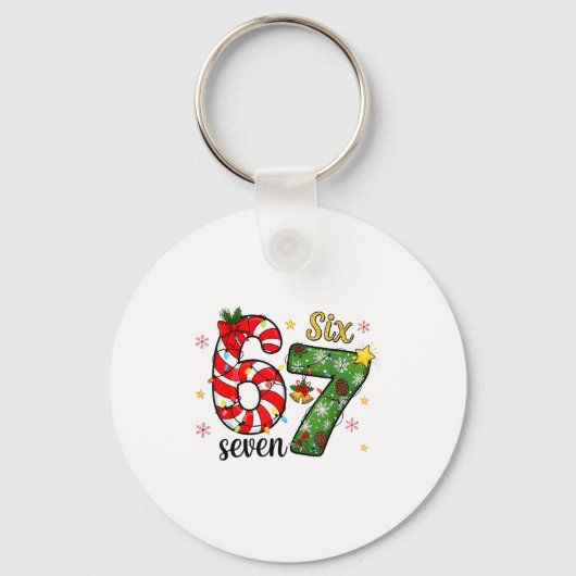 Christmas Six Seven Funny Trendy 6 7 Viral Meme  キーホルダー (正面)