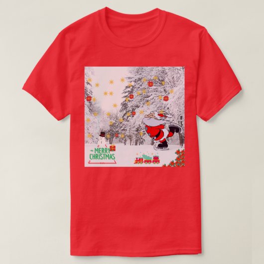 Christmas Skateboarding Santa With Full Party its Tシャツ (デザイン正面)
