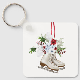 Christmas skating shoes with flowers and leaves キーホルダー