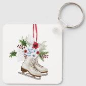 Christmas skating shoes with flowers and leaves キーホルダー (裏面)
