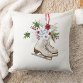 Christmas skating shoes with flowers and leaves クッション (ブランケット)