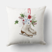 Christmas skating shoes with flowers and leaves クッション (裏面)