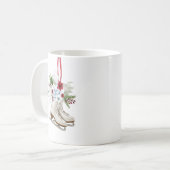 Christmas skating shoes with flowers and leaves コーヒーマグカップ (正面左)