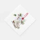Christmas skating shoes with flowers and leaves スタンダードランチョンナプキン (角)