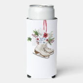 Christmas skating shoes with flowers and leaves スリム缶クーラー (Seltzer正面)