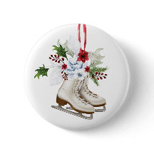 Christmas skating shoes with flowers and leaves