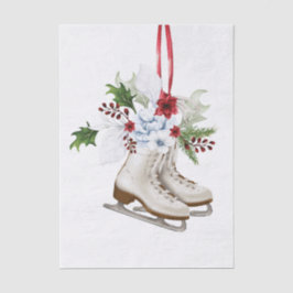 Christmas skating shoes with flowers and leaves 薄葉紙