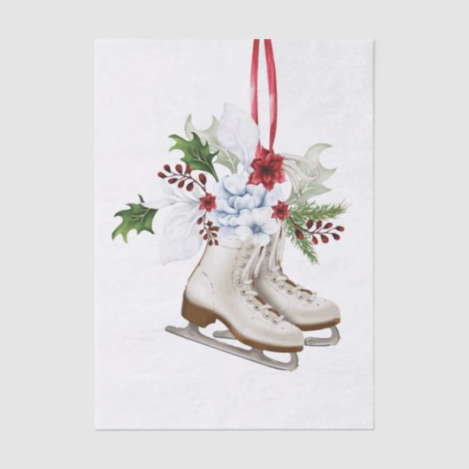 Christmas skating shoes with flowers and leaves 薄葉紙 (正面)