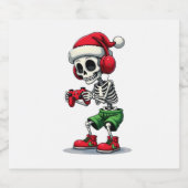 Christmas skeleton Gamer Pajamas xmas skull gaming スパークリングワインラベル (シングルラベル)