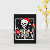 Christmas Skeleton Hat Santa Coffee Candy Cane Xma カード (黄色い花)
