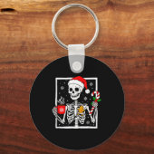 Christmas Skeleton Hat Santa Coffee Candy Cane Xma キーホルダー (正面)