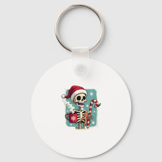 Christmas Skeleton Hot Chocolate Xmas Men Women Ki キーホルダー (正面)