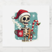 Christmas Skeleton Hot Chocolate Xmas Men Women Ki スパークリングワインラベル (シングルラベル)