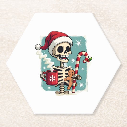 Christmas Skeleton Hot Chocolate Xmas Men Women Ki ペーパーコースター (正面)
