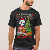 Christmas Skeleton I Prefer Halloween Ugly Xmas Gr Tシャツ (正面)