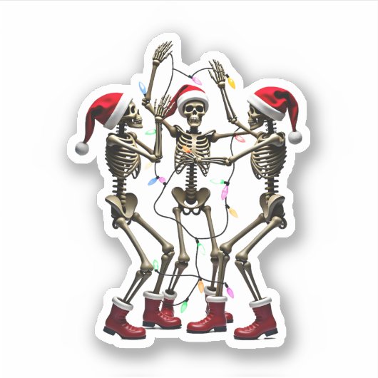 Christmas Skeleton Santa Dancing Lights (1) シール (正面)
