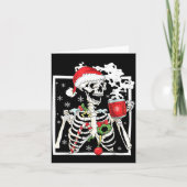 Christmas Skeleton With Smiling Skull Drinking Cof カード (正面)
