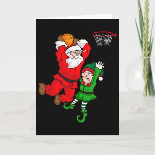 Christmas Sketll Santa Claus Slam Dunk Elf Funny H カード (正面)