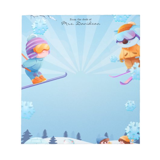 Christmas Ski Time Holiday Snow Notepad ノートパッド (正面)