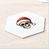 Christmas Skull Funny Santa XMES Men Women T-Shirt ペーパーコースター (アングル)