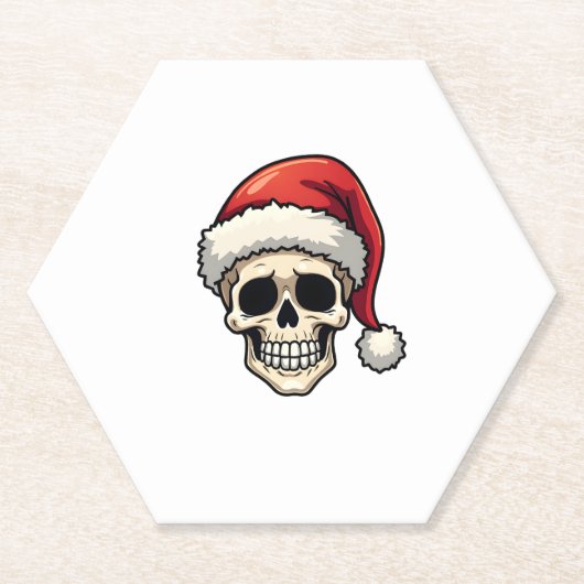 Christmas Skull Funny Santa XMES Men Women T-Shirt ペーパーコースター (正面)
