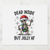 Christmas Skull Peace Dead Inside But Jolly Xmas M スパークリングワインラベル (シングルラベル)