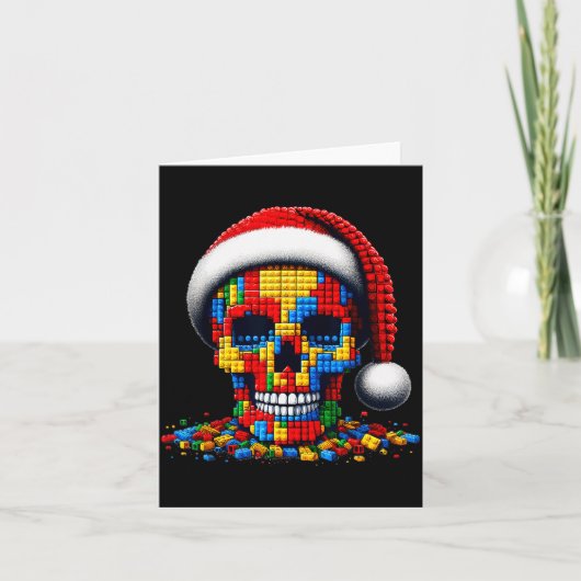 Christmas Skull Santa Hat Block Bricks Master Buil カード (正面)