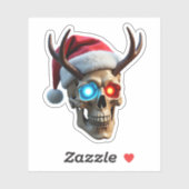 Christmas Skull with Santa Hat and Antlers Mystic  シール (シート)