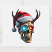 Christmas Skull with Santa Hat and Antlers Mystic  スパークリングワインラベル (シングルラベル)