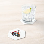 Christmas Skull with Santa Hat and Antlers Mystic  ペーパーコースター (インサイチュ)