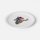 Christmas Skull with Santa Hat and Antlers Mystic  ペーパープレート (アングル)