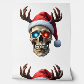 Christmas Skull with Santa Hat and Antlers Mystic  壁紙