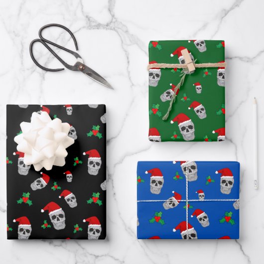 Christmas Skull Wrapping Paper Set ラッピングペーパーシート (正面)