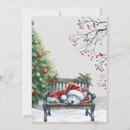 Christmas Sleeping Westie Card シーズンカード (正面)