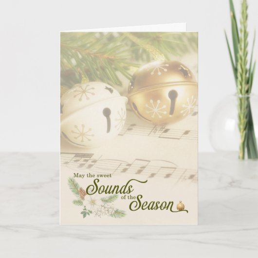 Christmas Sleigh Bells and Sheet Music Holiday シーズンカード (正面)