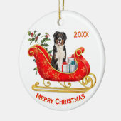 Christmas Sleigh Bernese Mountain Dog セラミックオーナメント (左)