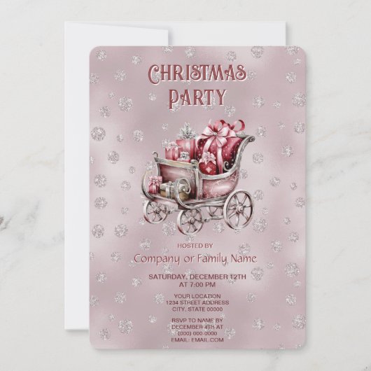 Christmas Sleigh With Gifts Holiday Party 招待状 (正面)