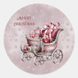 Christmas Sleigh With Gifts Holiday Sticker ラウンドシール