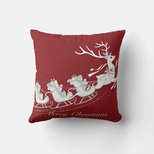 Christmas Sleigh with Reindeer クッション (裏面)