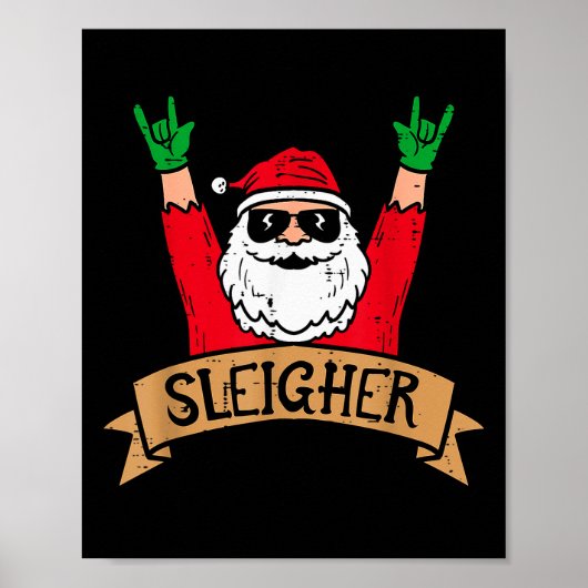 Christmas Sleigher Santa Rock Xmas Rocker Men Wome ポスター (正面)