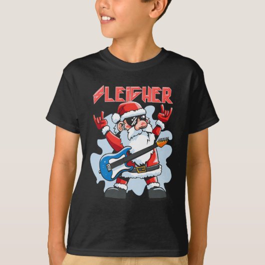 Christmas Sleigher Santa Rock Xmas Rocker Men Wome Tシャツ (正面)
