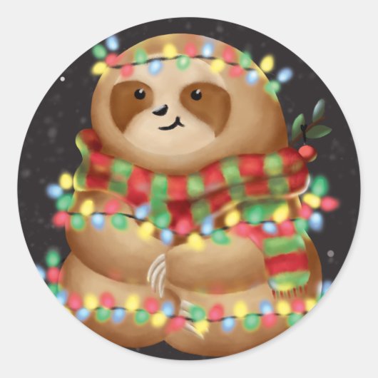 Christmas sloth  ラウンドシール (正面)